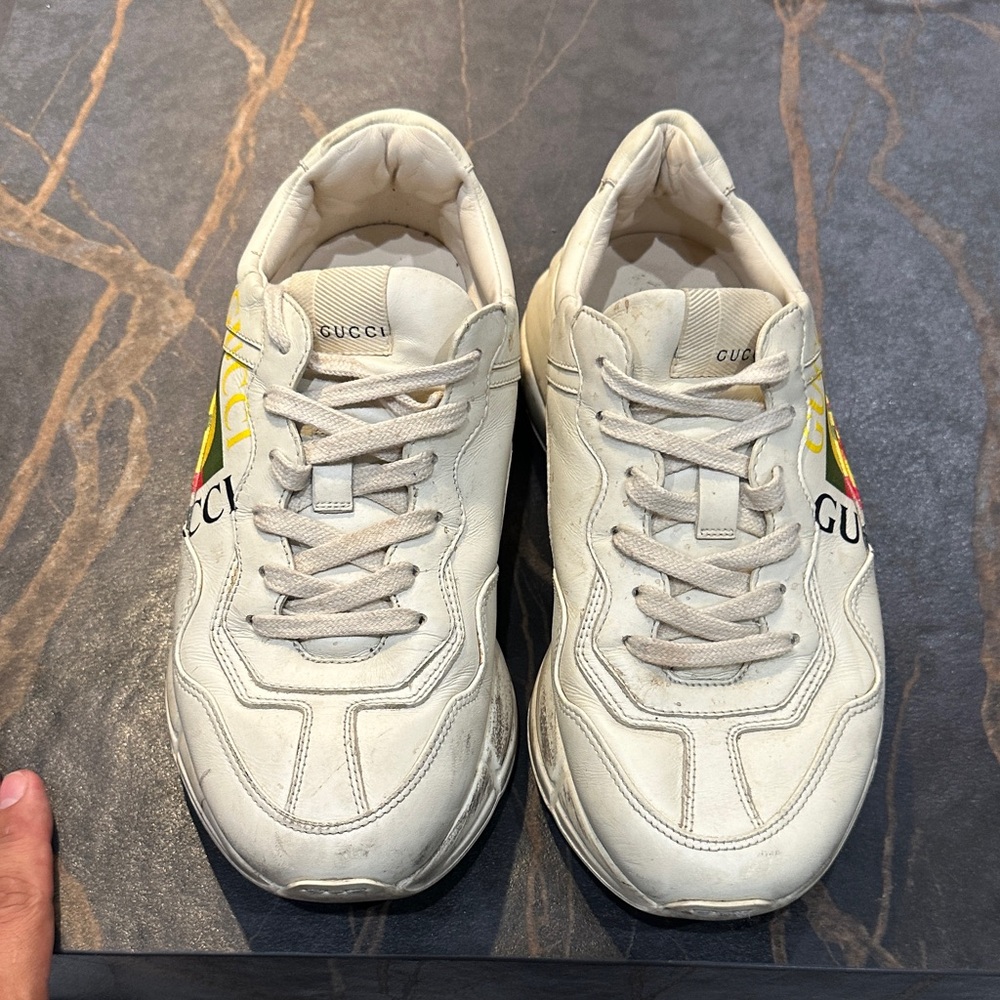 Gucci Cream Sneakers with Colorful Logo